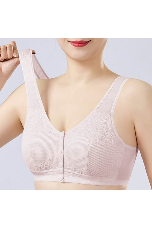 Front Closure Bras for Women Soft Breathable Bra Wireless Bralettes Soild Color Everyday Bra, Comfortable Snap Closing Bras
