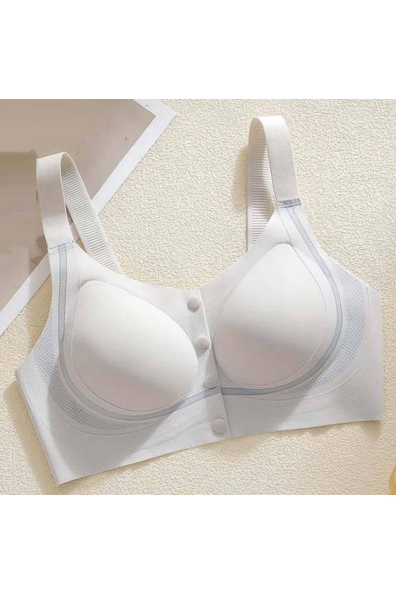 Front Closure Bras for Women Solid Color Wireless Adjustable Strap Push Up Seamless Lifting Front Clasp Daily Bra for Easy Wear Bras for Women