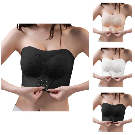 Front Closure Bras for Women Strapless Wireless Bra Push Up Bra Adjustable Convertible Strap Comfortable Seamless Underwear