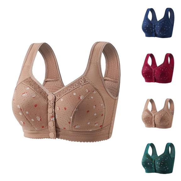 Front Closure Bras for Women Summer Lightweight Breathable Wide Strap Supportive Bralettes Everyday Bra for Older Women