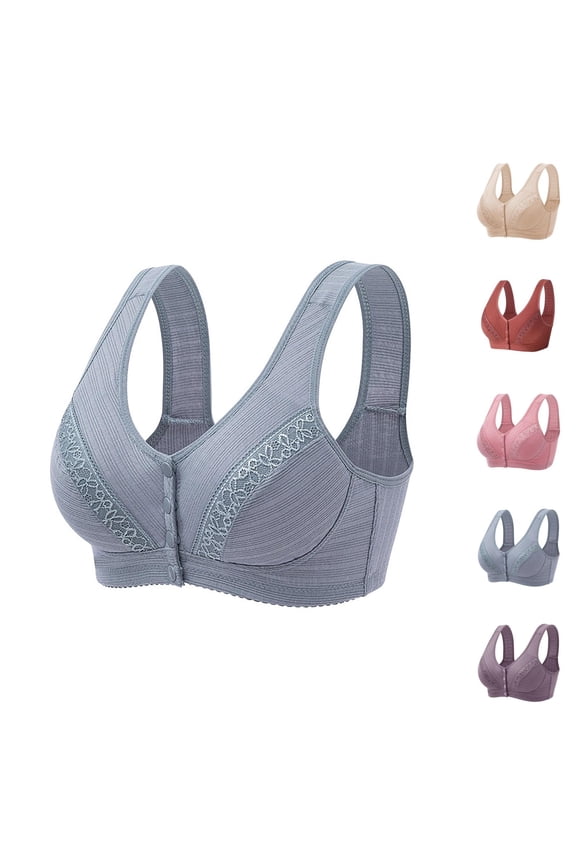 Front Closure Bras for Women T Back Plus Size Seamless Unlined Bra No Steel Ring Front Close Hosiery