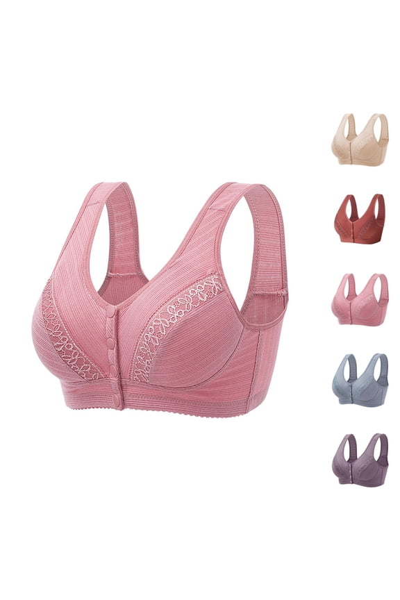Front Closure Bras for Women T Back Plus Size Seamless Unlined Bra No Steel Ring Front Close Hosiery