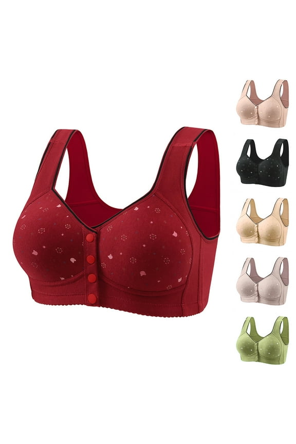 Front Closure Bras for Women Upgraded - Daisy Bra No Underwire, Full Coverage Cotton Bra, Plus Size Push Up Comfy Everyday Bralette