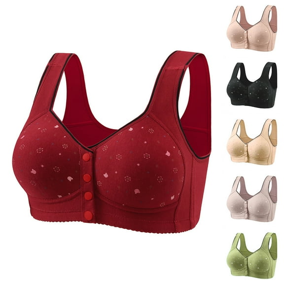 Front Closure Bras for Women Upgraded - Daisy Bra No Underwire, Full Coverage Cotton Bra, Plus Size Push Up Comfy Everyday Bralette