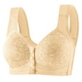 thumbnail image 1 of Front Closure Bras for Women V Neck Wireless Bras Front Button Push Up Bra for Old Women Seamless Bralettes with Wide Strap, 1 of 8