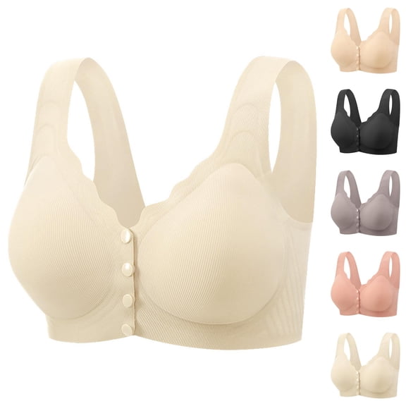 Front Closure Bras for Women Wave Trim Seamless Wireless Stretchy Front Snap Bralette Comfortable Everyday Bras
