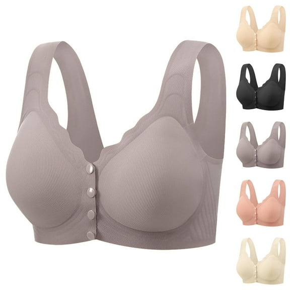 Front Closure Bras for Women Wave Trim Seamless Wireless Stretchy Front Snap Bralette Comfortable Everyday Bras