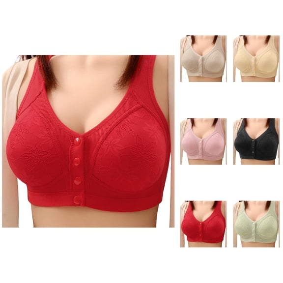 Front Closure Bras for Women Wireless Plus Size Front Snap Stretchy Bralette Comfortable Everyday Bras