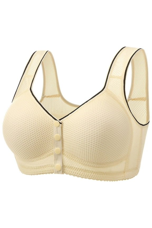 Front Closure Bras for Women, Wireless Plus Size Padded Brassiere, No Underwire Full Cup Support Bralettes