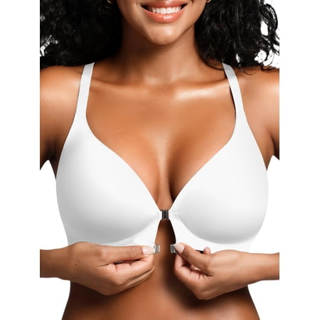 Front Closure Bras for Women Wireless Racerback Bra No Underwire Seamless Push Up T-Shirts Bras Supportive Womens Bralettes