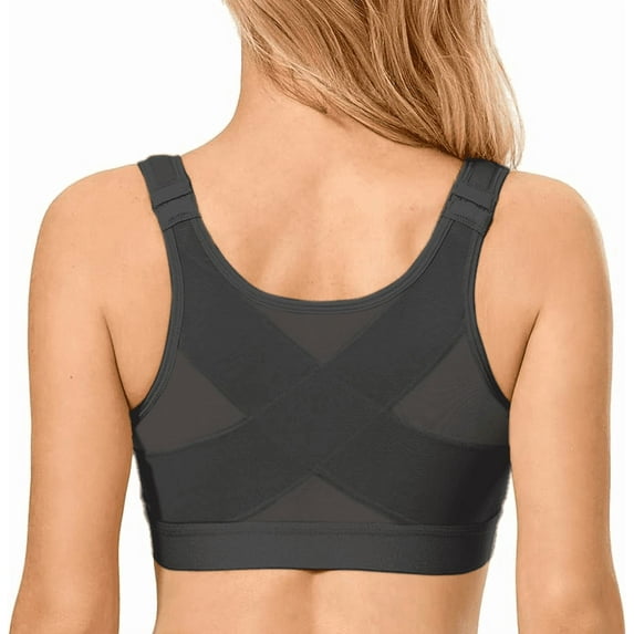 Front Closure Bras for Women with Nipple Cover Full Coverage Post Surgery Bra Back Support Wireless Minimizer Bra