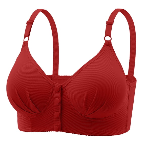 Front Closure Comfort Bra - Wireless Full Coverage Bralette for Older Women, Easy Hook Nursing Bra | Hontri | Womens Front Closure Bra Comfortable Underwear No Rims Convenient (Red | 42)