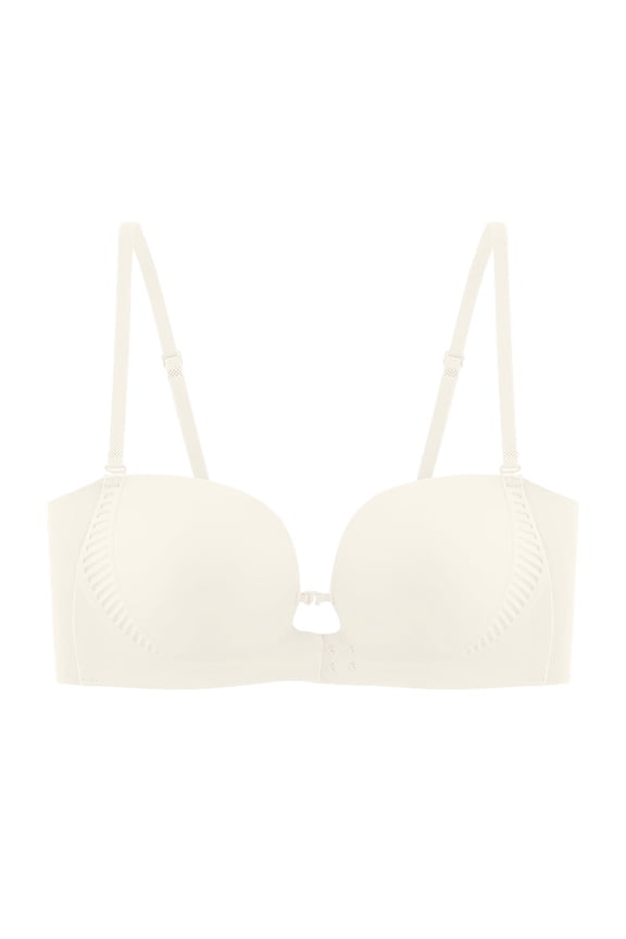 Front Closure Convertible Bra Detachable Straps Wireless Push Up Strapless Bandeau Seamless Invisible Underarm Smoothing Support Bra For Backless Dresses