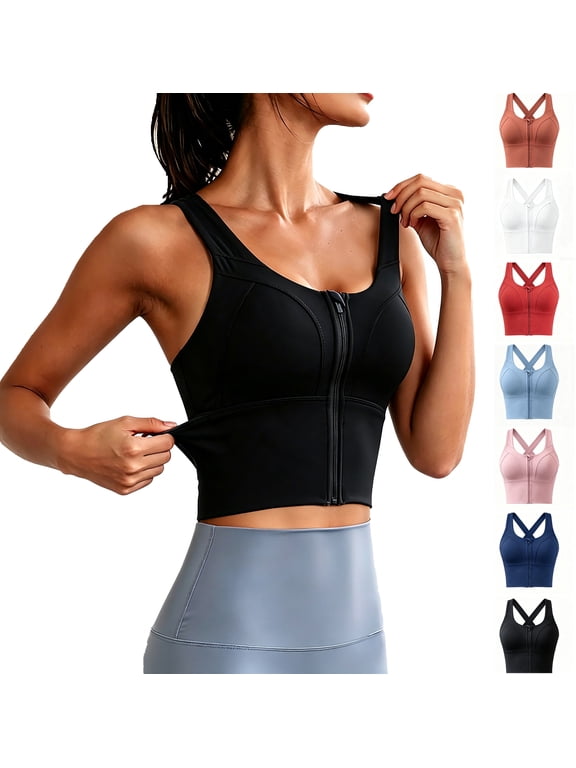 Front Closure Cross Back Sports Bras For Women, High Support Quick Dry Fitness Gym Activewear Bra