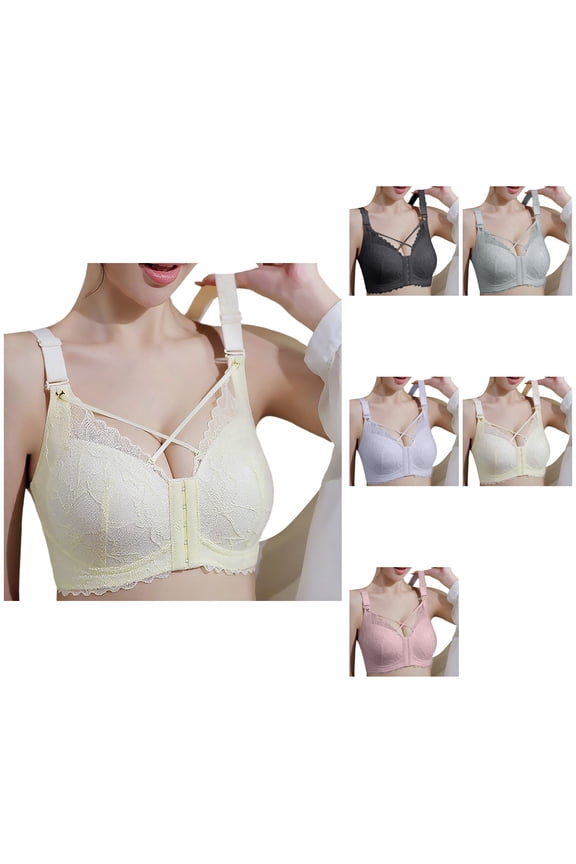 Front Closure Plus Size Bra for Full Coverage & Comfort – Wireless Support with Underwire Back Design, Breathable Fabric for Seniors