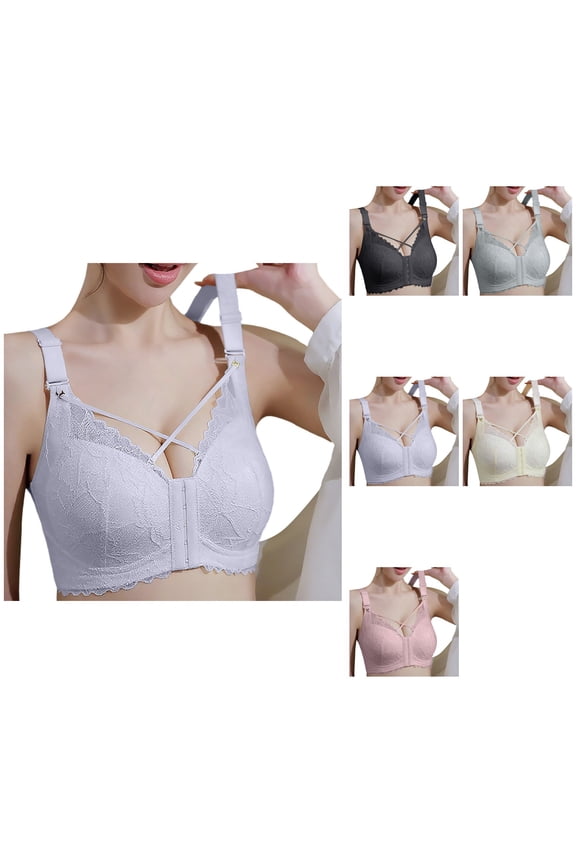 Front Closure Plus Size Bra for Full Coverage & Comfort – Wireless Support with Underwire Back Design, Breathable Fabric for Seniors