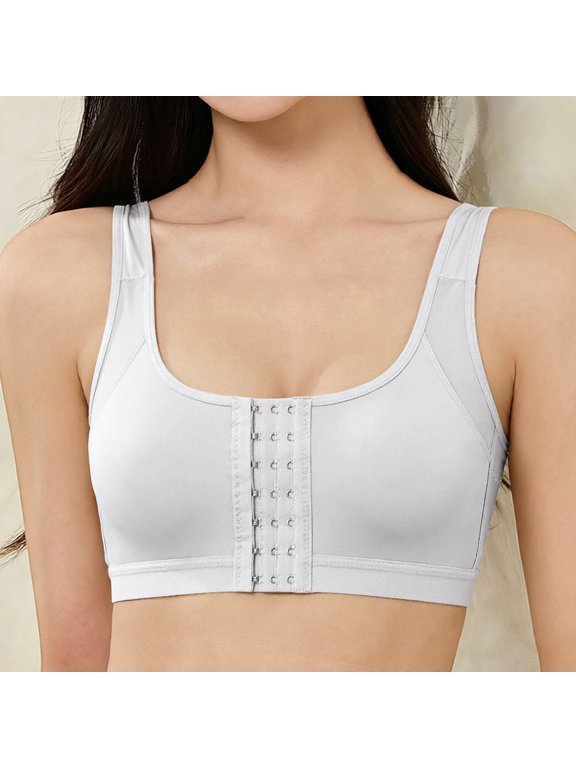 Front Closure Post Surgery Bra Wireless Compression Bra Wireless Mastectomy Bra,Surgical Bra,Adjustable Straps,No Pads,After Breast Augmentation,Full Coverage,Side Support White M