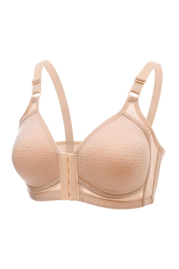 Front Closure Posture Bra Back Support Comfort Unlined Wireless Full Coverage Bras Push Up Everyday Padded Bralette