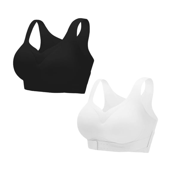 Front Closure Posture Bras Posture Bra Posture Support Bra Posture Lift Bra Cross Back Wireless Back Brace Posture Corrector Full Coverage Bras Back Support Bra Push Up Bra Wireless Bras 2PCS Khaki