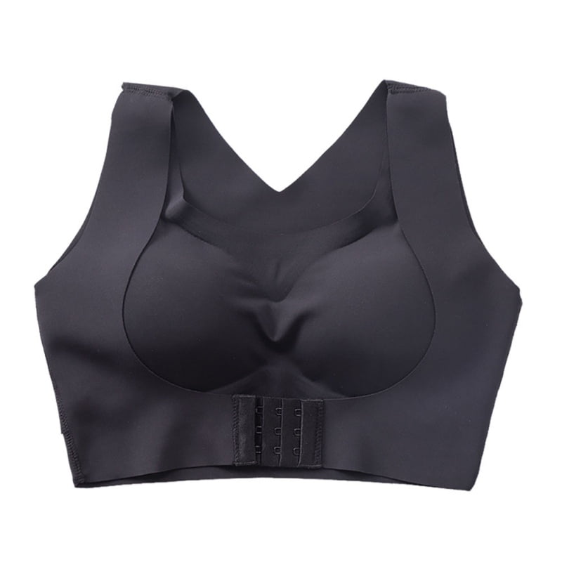 Women Full Coverage Front Closure Wire Free Back Support Posture Bra  X-Strap Brassiere Close Breast Augmentation Wireless, H54-black, Small :  : Clothing, Shoes & Accessories