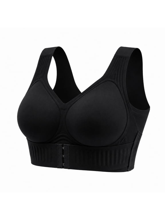 Front Closure Posture Support Bras for Older Women Crossback Seamless Push Up Wireless Bra