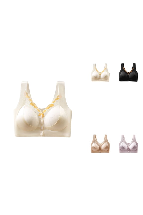Front Closure Push Up Underwire Bra for Women – Seamless, Thick Padded, Racerback with Criss-Cross Back, Side Coverage & Back Support, Adds Two Cups