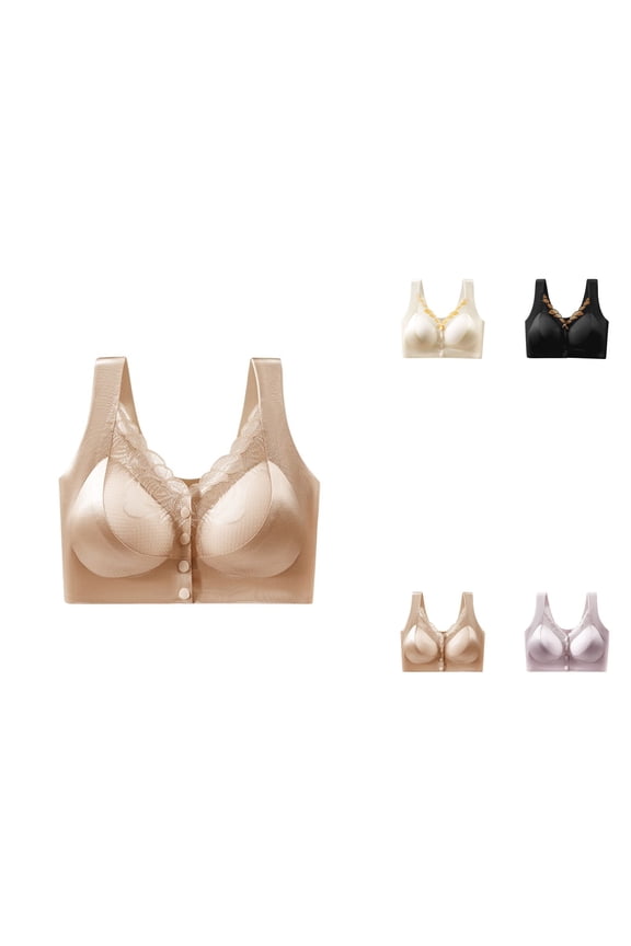 Front Closure Push Up Underwire Bra for Women – Seamless, Thick Padded, Racerback with Criss-Cross Back, Side Coverage & Back Support, Adds Two Cups