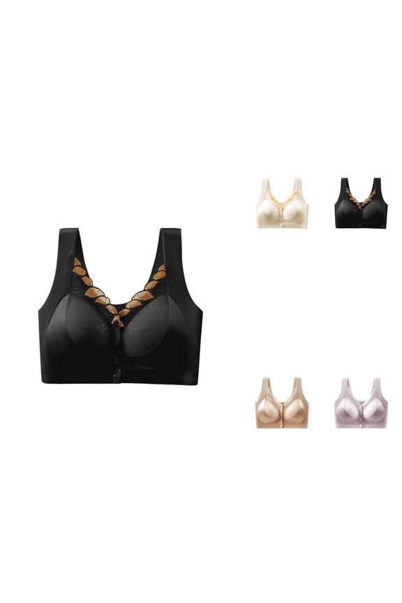 Front Closure Push Up Underwire Bra for Women – Seamless, Thick Padded, Racerback with Criss-Cross Back, Side Coverage & Back Support, Adds Two Cups