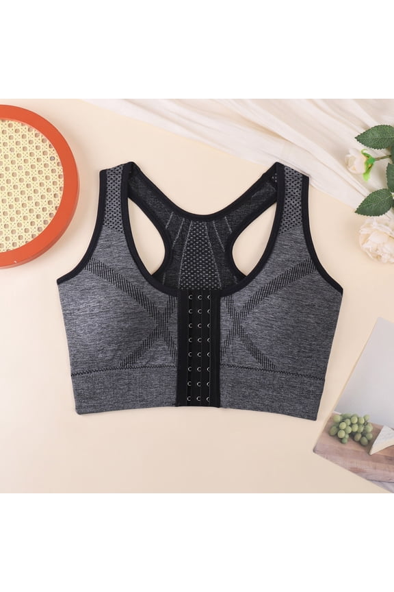 Front Closure Seamless Yoga Bra Non Padded Wirefree Support Lightweight Comfort Pullover Bralette for Everyday Wear Black S