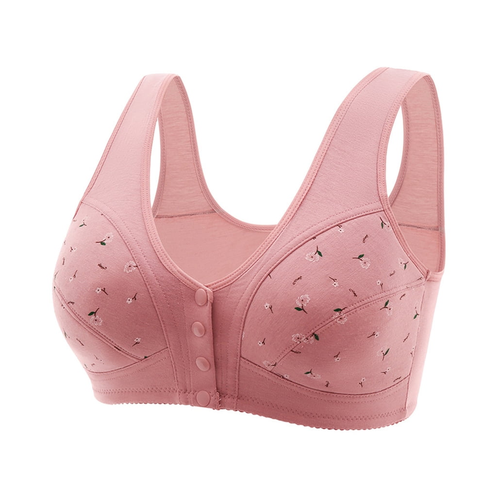 Front Closure Senior Bra for Mature Women with Stylish Floral Design
