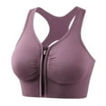 thumbnail image 1 of Front Closure Sports Bra for Women Plus Size, Wirefree Medium Support Breathable Nylon Purple Mauve Yoga Gym Workout Bra,Size 4XL, 1 of 4