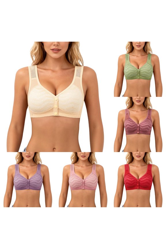 Front Closure Wireless Bra for Full Coverage Support Plus Size Comfort Seamless T Shirt Bra Staples Bra