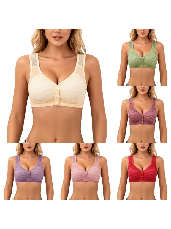 Front Closure Wireless Bra for Full Coverage Support Plus Size Comfort Seamless T Shirt Bra Staples Bra