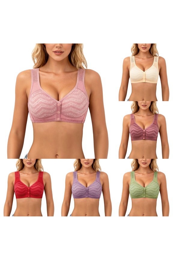 Front Closure Wireless Bra for Full Coverage Support Plus Size Comfort Seamless T Shirt Bra Staples Bra