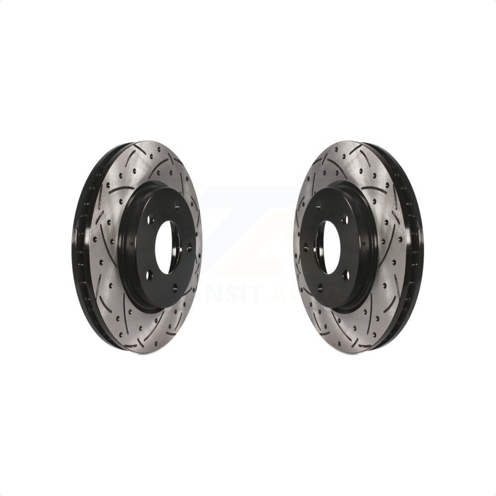 Front Coated Drilled Slotted Disc Brake Rotors Pair For Dodge Caliber