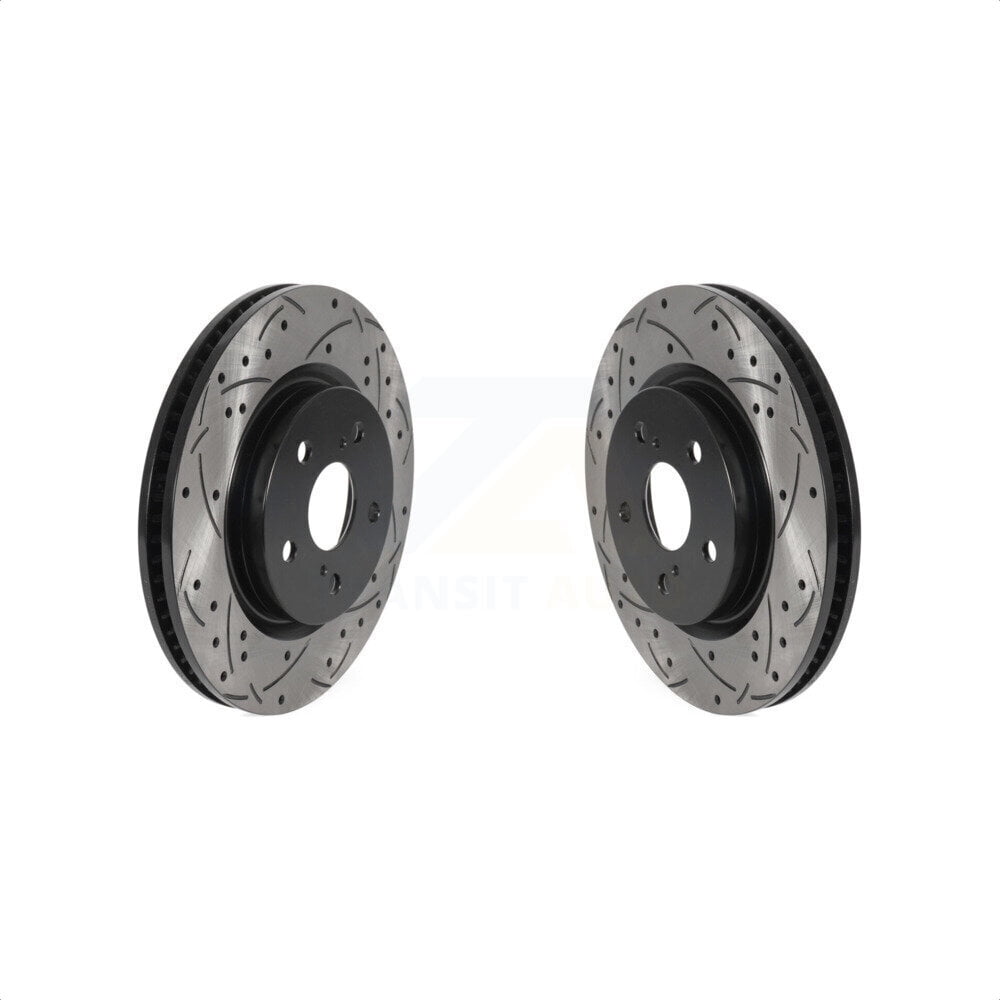 Front Coated Drilled Slotted Disc Brake Rotors Pair For Toyota Camry
