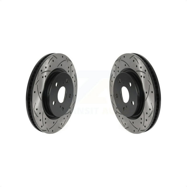 Front Coated Drilled Slotted Disc Brake Rotors Pair For Toyota Camry