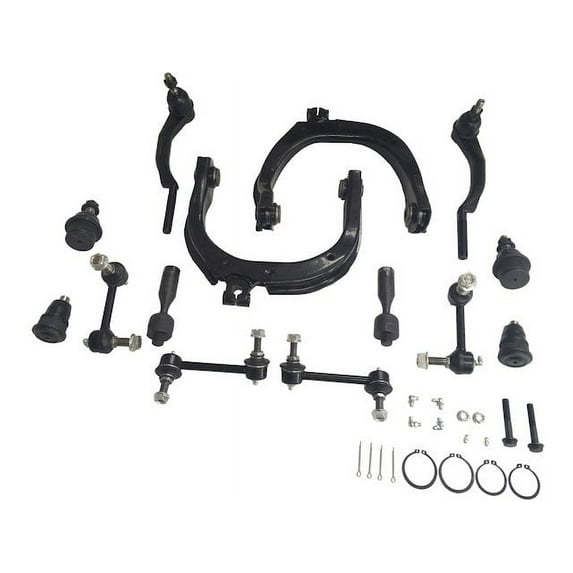 Front Control Arm Ball Joint Tie Rod and Sway Bar Link Kit - 14 Piece - Compatible with 2004 - 2006 Chevy Trailblazer EXT (For Vehicles with 16mm Thread Outer Tie Rods Only) 2005
