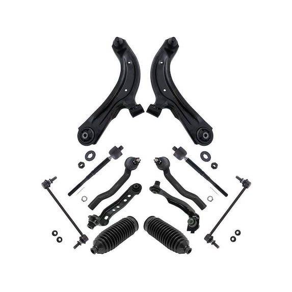 Front Control Arm Ball Joint Tie Rod and Sway Bar Link Kit 12 Piece - Compatible with 2013 - 2019 Nissan Sentra 2014 2015 2016 2017 2018