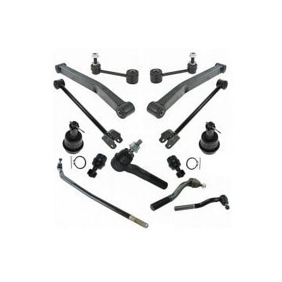Front Control Arm Ball Joint Tie Rod and Sway Bar Link Kit 14 Piece - Compatible with 2018 Jeep Wrangler JK 4WD