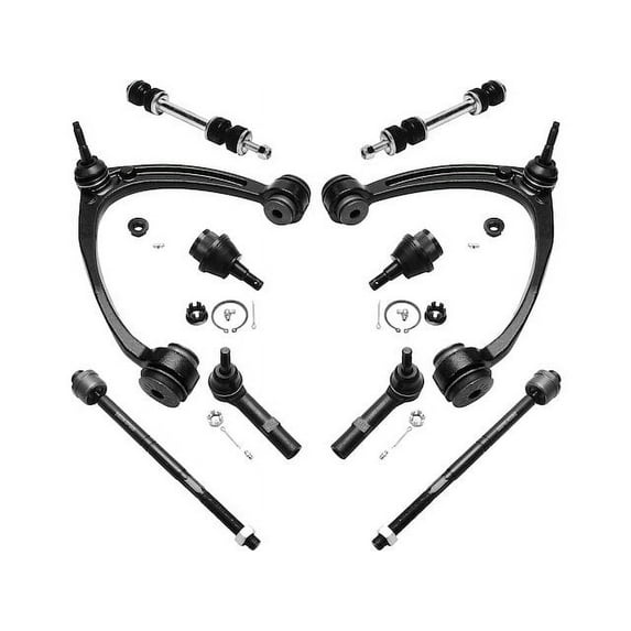 Front Control Arm Ball Joint Tie Rod and Sway Bar Link Kit - Compatible with 2007 - 2014 Cadillac Escalade ESV 2008 2009 2010 2011 2012 2013