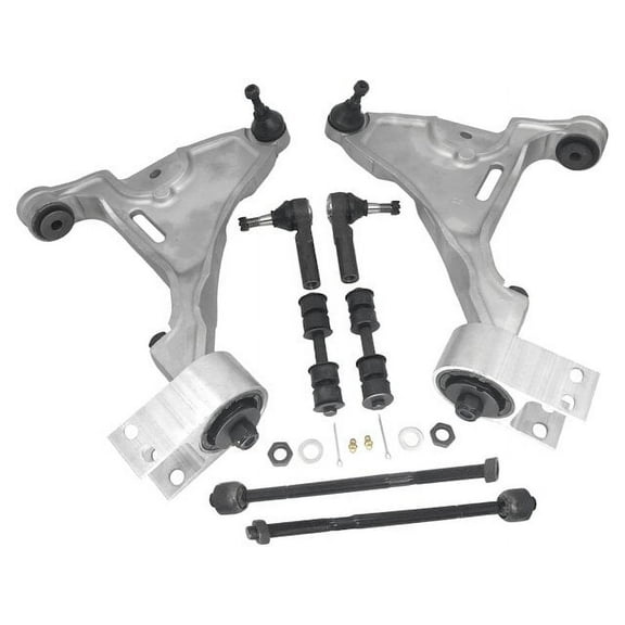 Front Control Arm Kit with Ball Joints, Tie Rods, and Sway Bar End Links - 8 Piece Set - Compatible with 2006 - 2011 Buick Lucerne 2007 2008 2009 2010