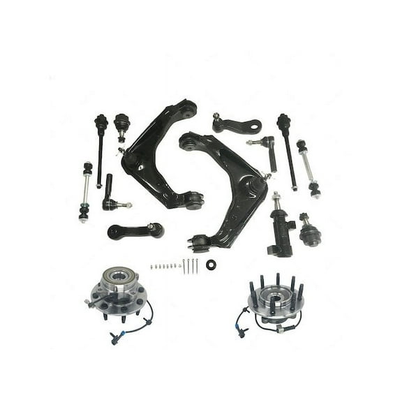 Front Control Arm Wheel Bearing Hub Tie Rod End Kit - 15 Piece - Compatible with 2001 - 2006 Chevy Silverado 2500 HD 4WD 2002 2003 2004 2005