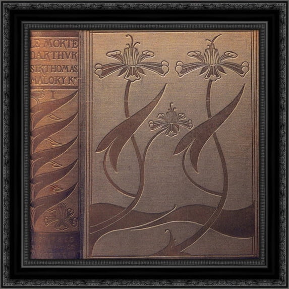 Front Cover and spine of Le Morte Darthur 20x20 Black Ornate Wood Framed Canvas Art by Beardsley, Aubrey