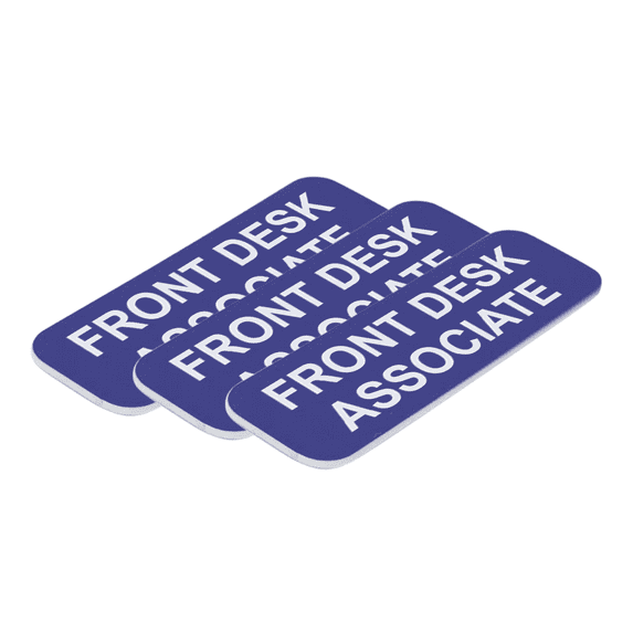 Front Desk Associate 1 x 3" Name Tag/Badge, Blue, (3 Pack)