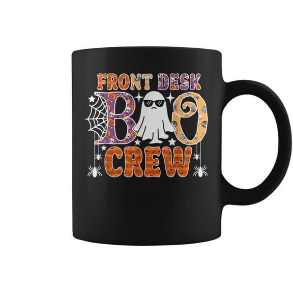 Front Desk Boo Crew Ghost Halloween Receptionist Coffee Mugs