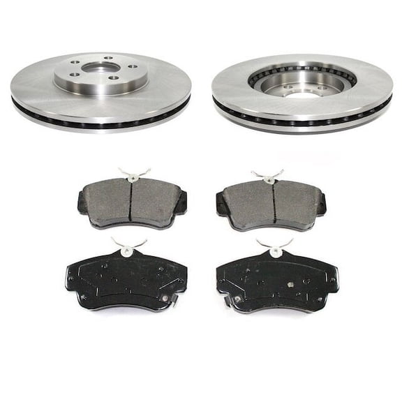 Front Disc Brake Kit - with Semi-Metallic Brake Pads - Compatible with 2001 - 2010 Chrysler PT Cruiser Naturally Aspirated 2002 2003 2004 2005 2006 2007 2008 2009