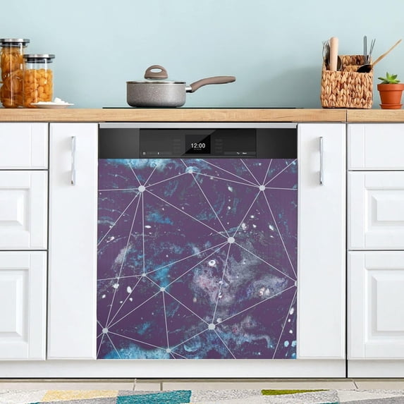 Front Dishwasher Magnet Sticker Cover Decorative Appliances Stickers Watercolour Cosmic Nebula Geometric Refrigerator Skins Dishwasher Panel Decals