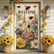 AOHMPT Front Door Cover 35.4 x 72.8 Inch, Polyester Welcome Banner Decorations for Home Entrance, Indoor Outdoor Hanging Doorway Sign