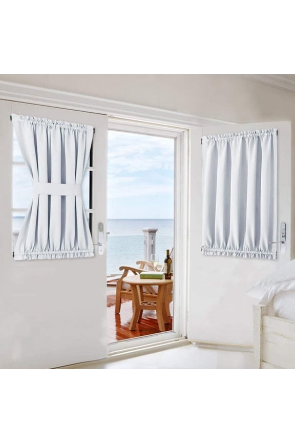 Front Door Curtain - 24.8 Wide by 40.2 Long Soft Linen Weave Pattern Fabric for Windows Rod Pocket Blinds for Entryway/Garage with Gather Tieback 1 Panel